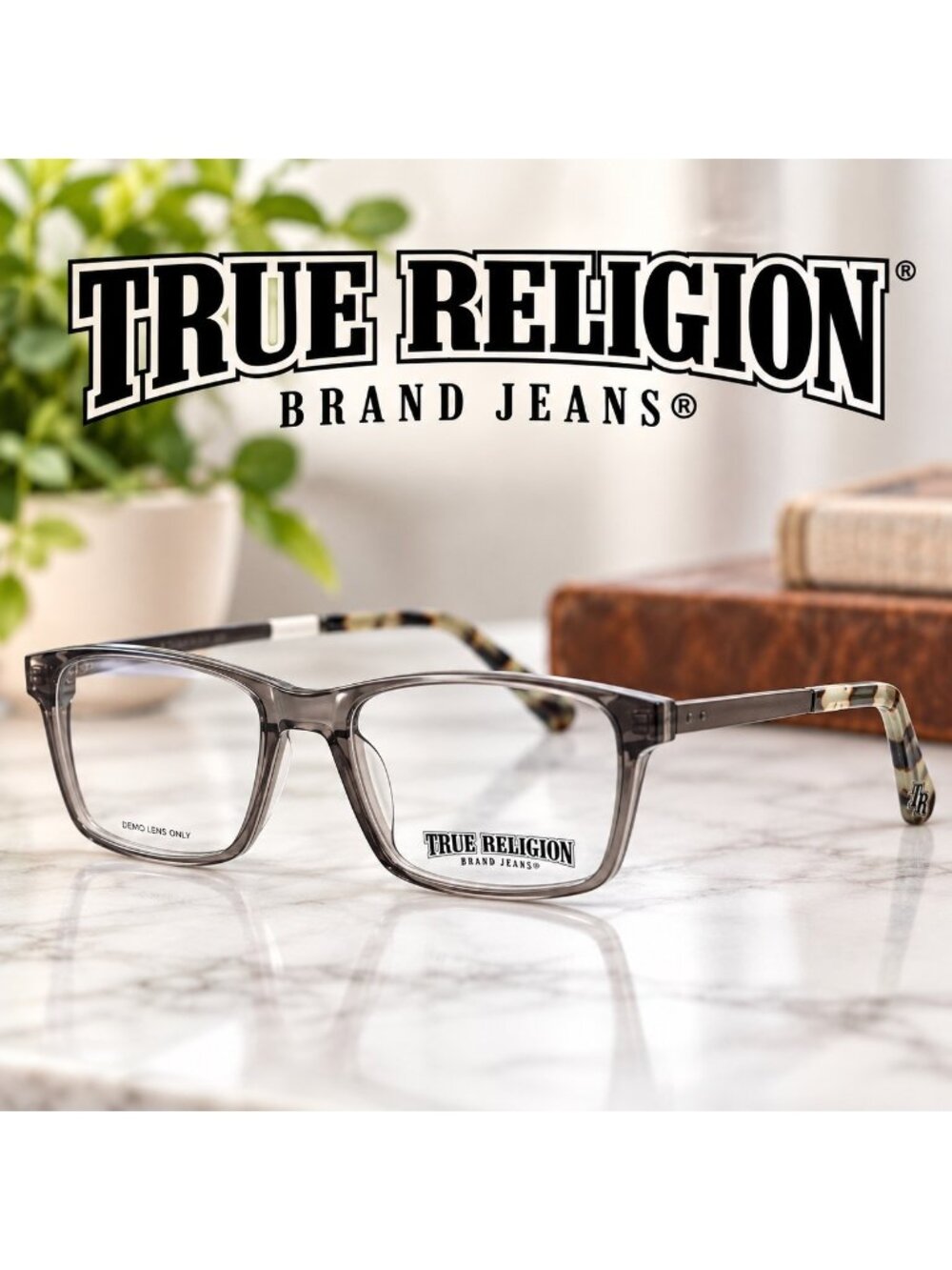 True Religion T021 Eyeglasses Mens Gray Tortoise 55-17-145 Frames NWT
